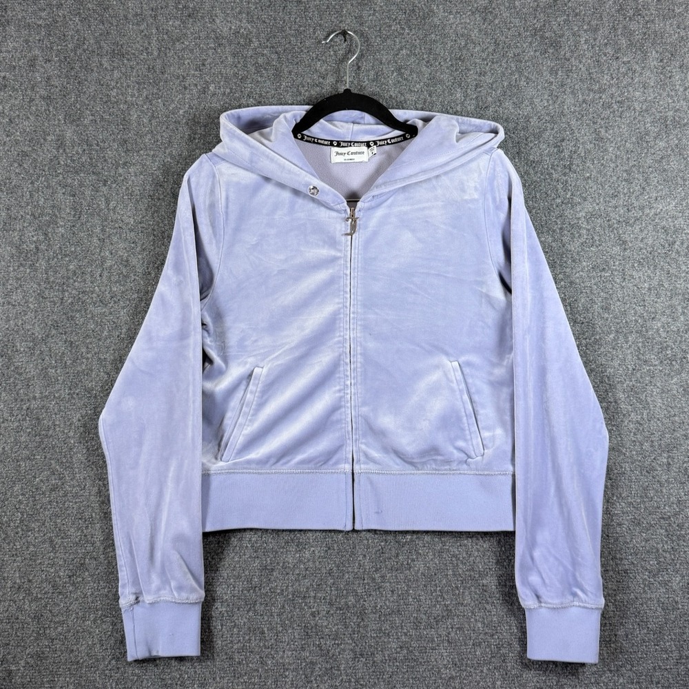 Juicy Couture Bling Velour Full-Zip Hoodie Purple Lavander Womens Size Medium